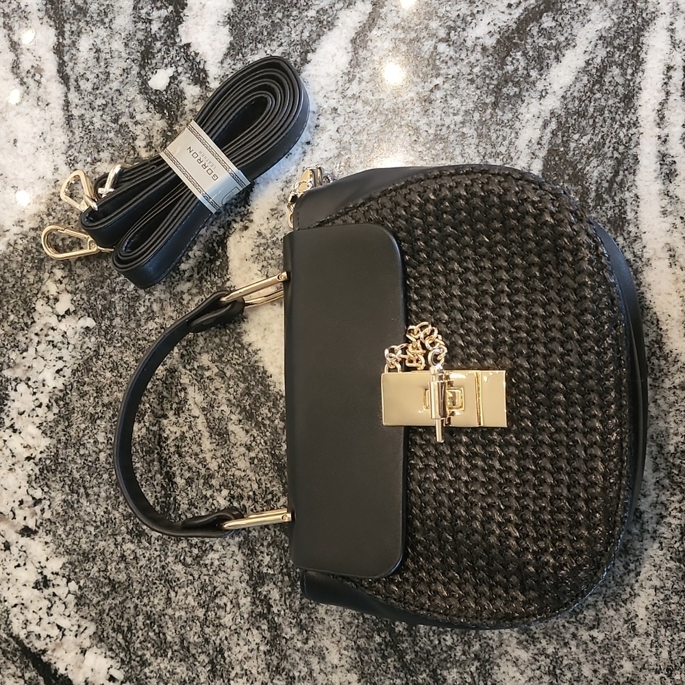 New Gorran Leather Crossbody or Handheld Bag Mini Weaved Front Classic - Picture 1 of 12